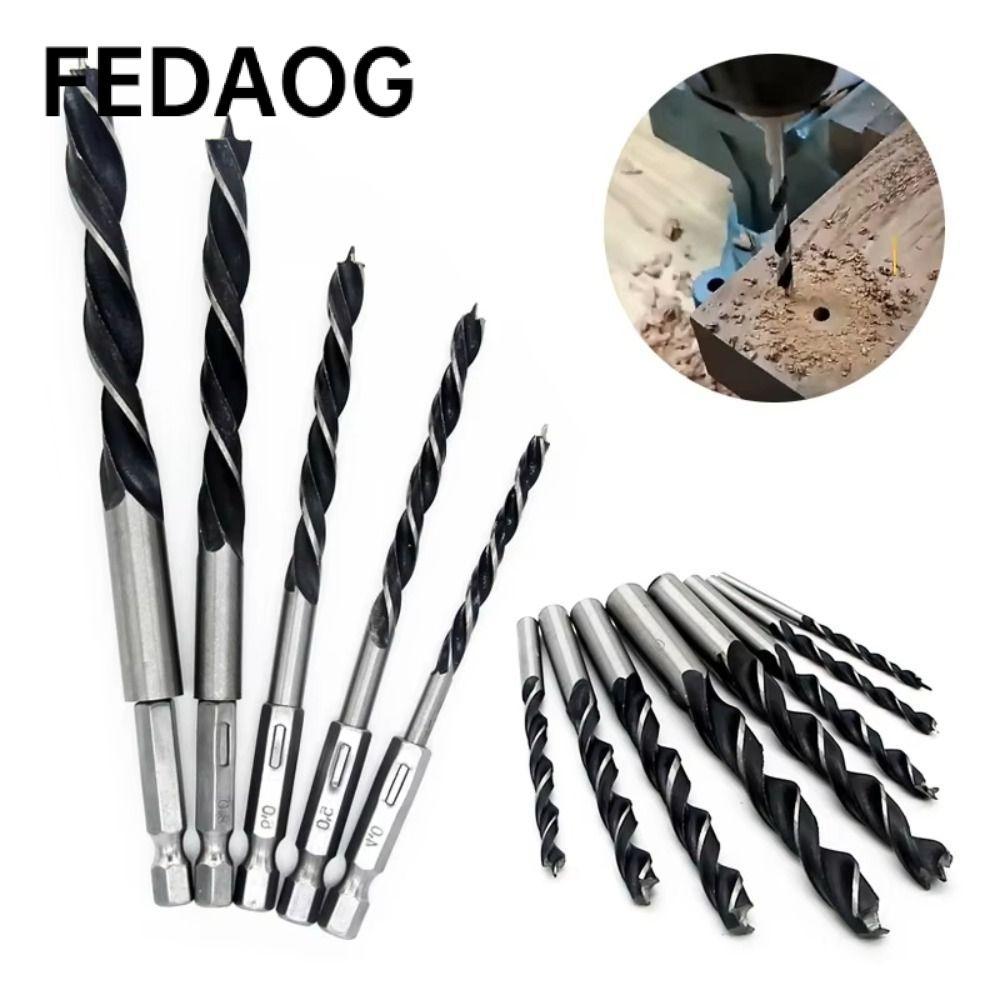 FEDAOG 5 Mũi khoan chế biến gỗ ba cánh, Mũi khoan xoắn bằng thép Carbon cao 1 / 4 ", Mũi khoan xoắn 