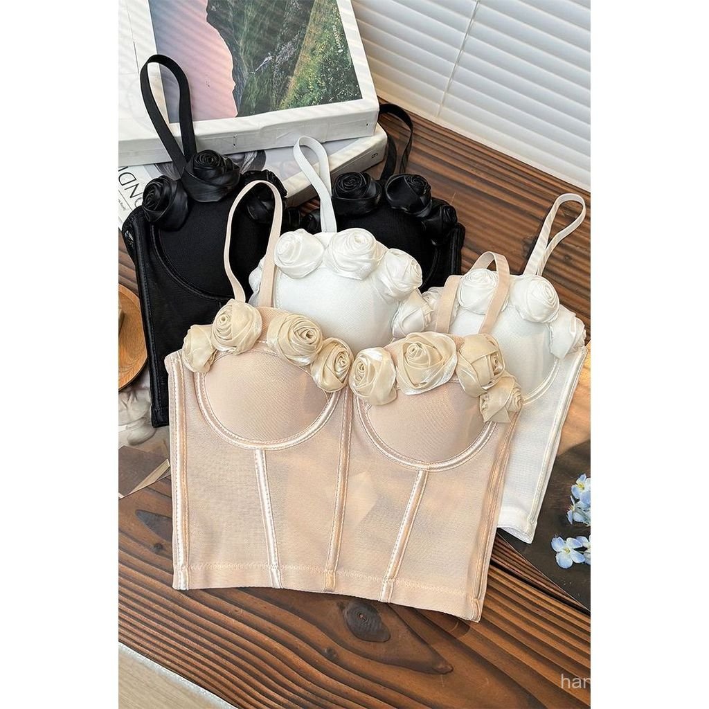 Mesh Fishbone Camisole for Women Spring Summer Pure Desire Style Short Tube Top