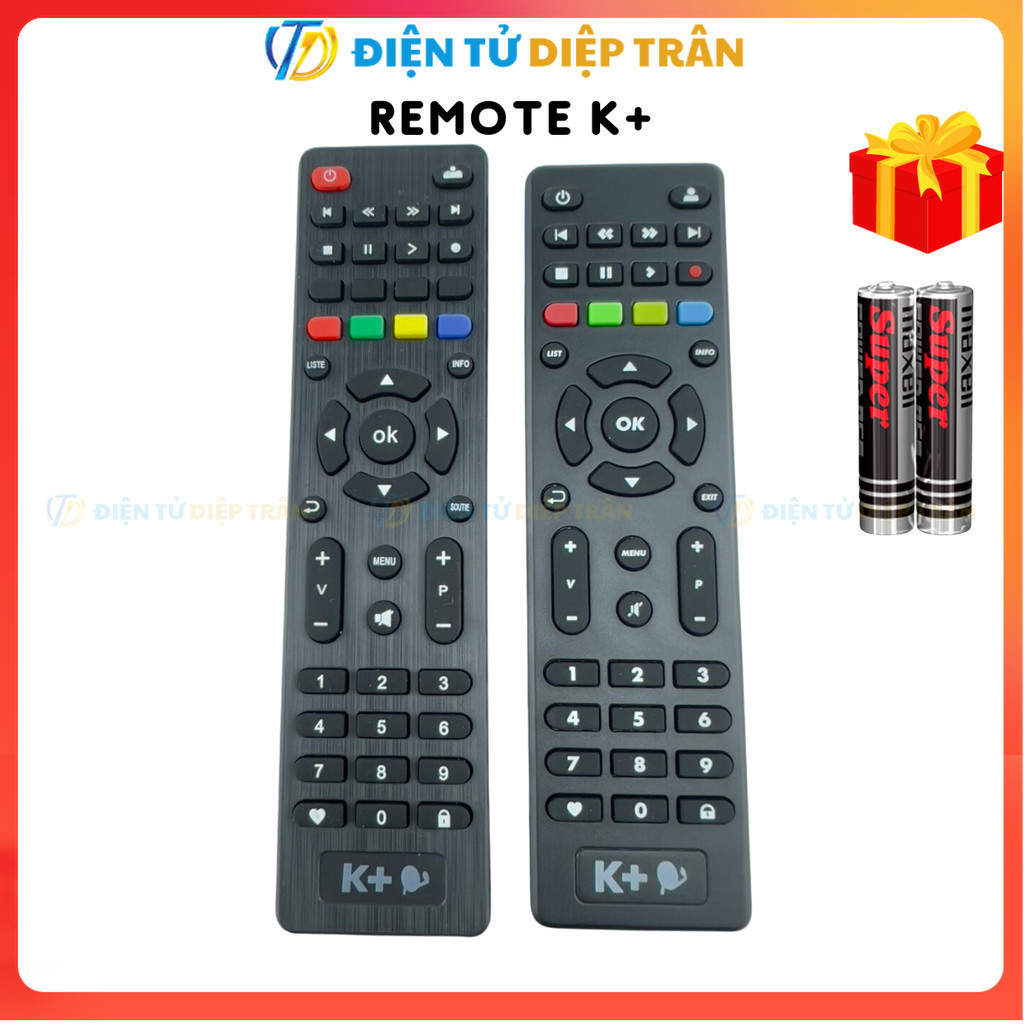 Remote điều khiển đầu thu K+ HD mới, điều khiển tivi đầu thu K+ HD Chảo - Tặng pin - TT.Store_vn