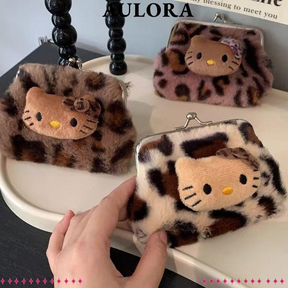 Ví Hello Kitty AULORA, Túi đựng họa tiết da báo Mini, Ví nhỏ quà tặng Hello Kitty dễ thương