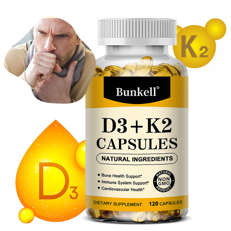 Viên nang Vitamin D3 5000iu và Vitamin K2 (Mk7) 200mcg hỗ trợ sức khỏe xương, răng, cơ và miễn dịch