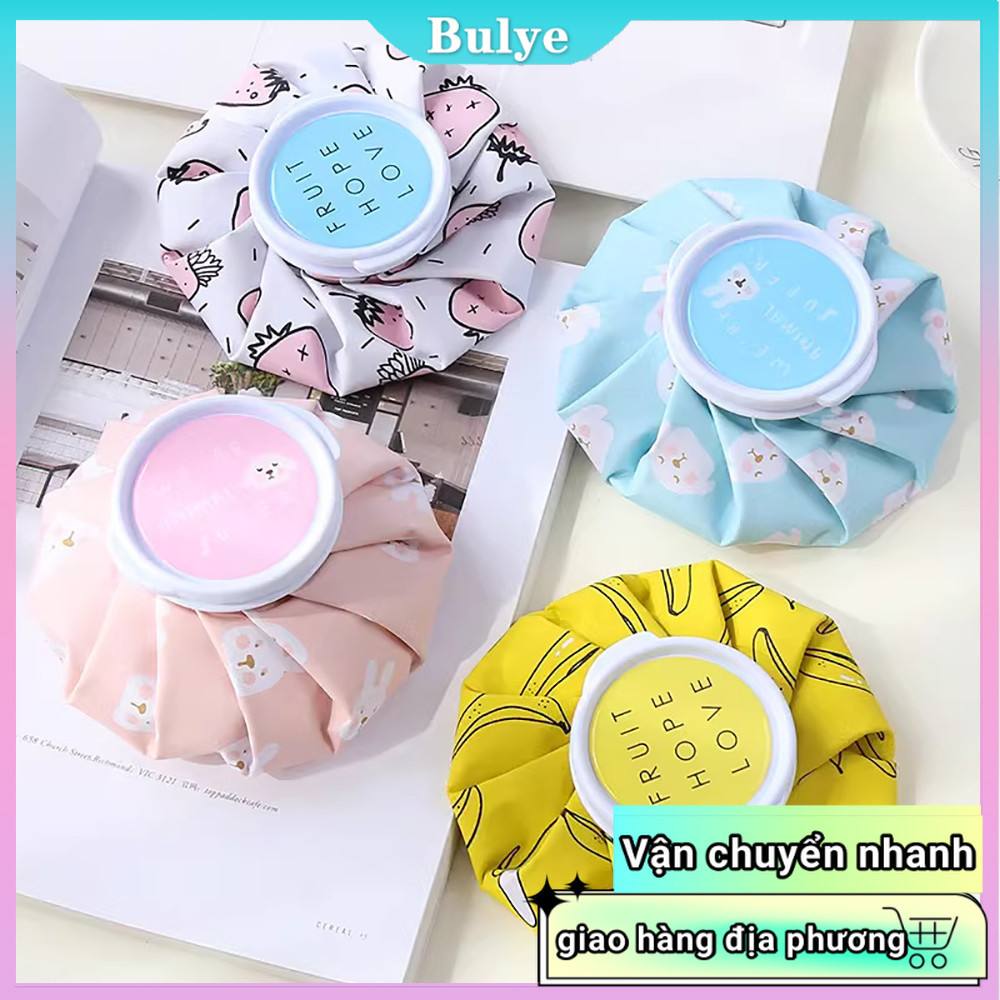 (Giao hàng tại địa phương) Bulye Cartoon Fabric Ice Pack Có thể gập lại Di động lạnh và nóng nén Ice