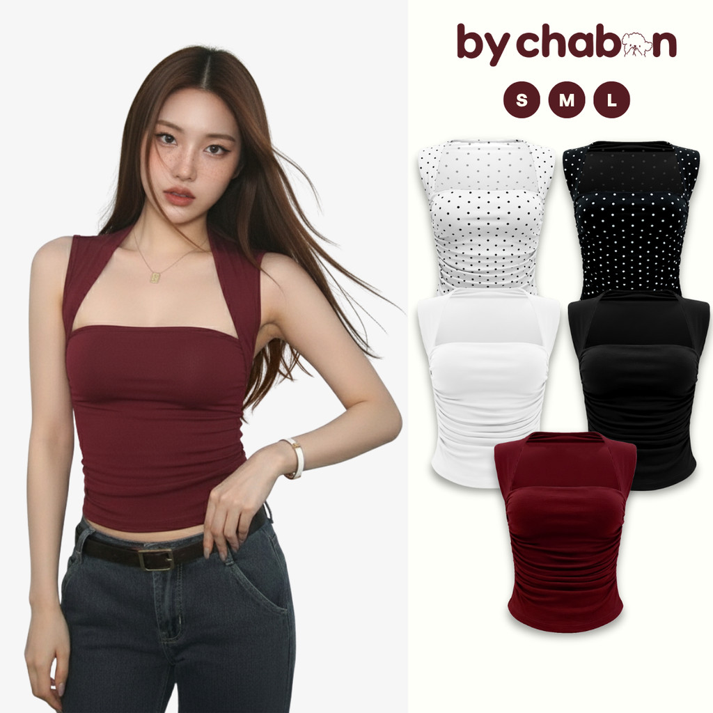 Áo Thun Viền Vai Sát Nách Kiểu Cổ Vuông Cúp Ngực Ôm Eo By ChaBon CB04 | BigBuy360 - bigbuy360.vn
