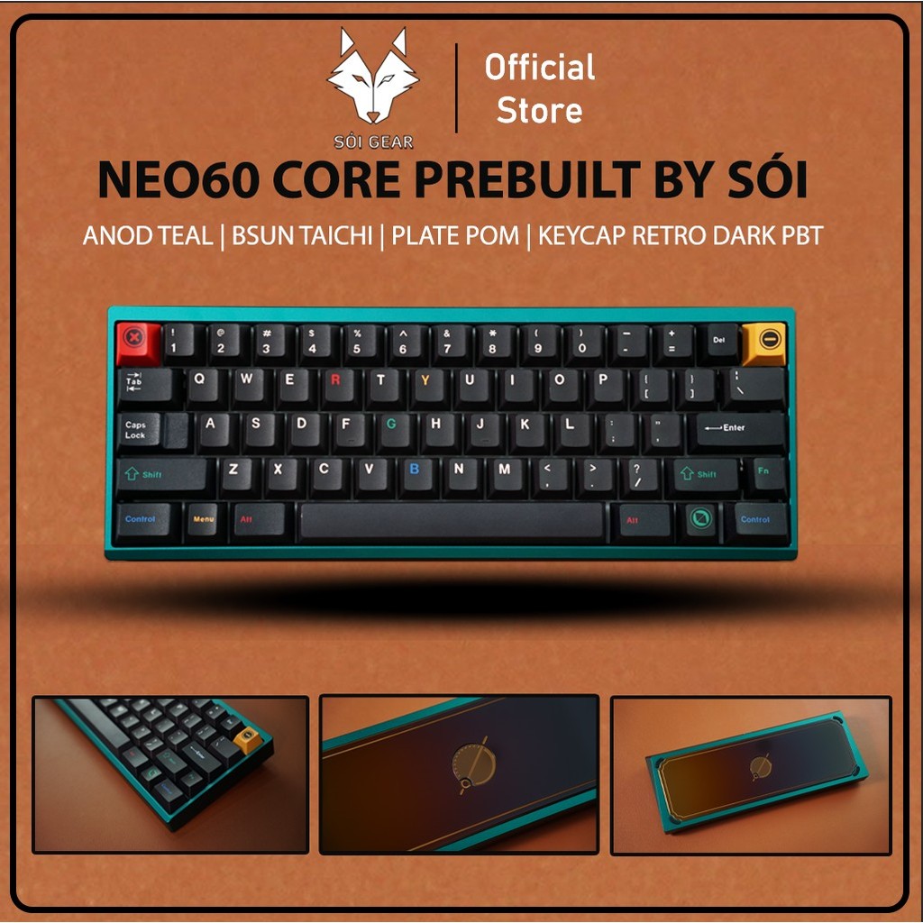 [Prebuilt by Sói] Neo60 Core Anod Teal - Tạ Mirror Dusk - 3 Mode HS PCB - Switch Bsun Taichi - Keyca