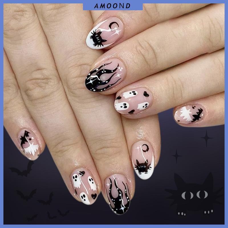 AMOOND Halloween Press on Nail Glossy False Nail Stick on Nail Full Cover Móng tay giả