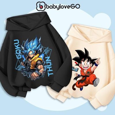 Áo hoodie bé trai BabyloveGO áo nỉ cho bé có mũ in hình Dragon Ball 7 viên ngọċ rồng Son Goku