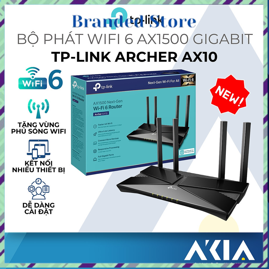 Bộ Phát Router Wifi TP-Link Archer AX10 Gigabit - Wifi 6 Chuẩn AX1500 - HÀNG CHÍNH HÃNG