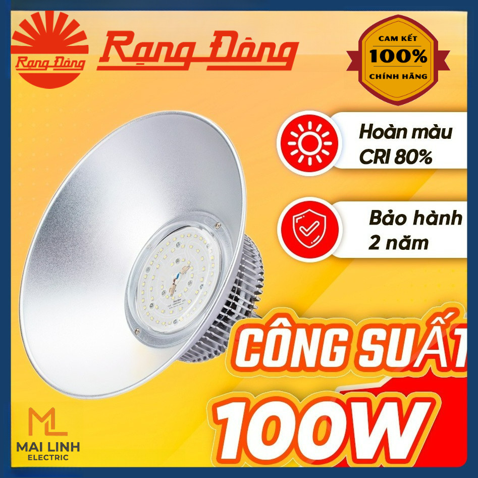 (Rạng Đông) Đèn led Highbay nhà xưởng 100W (Nhôm Đúc) -Tản nhiệt, chiếu sáng liên tục Model: HB02 - 