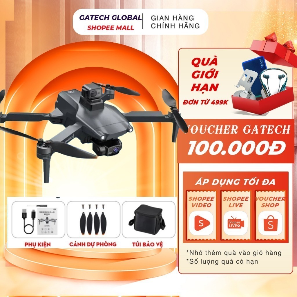 Flycam L900 , l300 ,L600 Pro cảm biến Laser Camera chống rung, Playcam GPS BH 12 THÁNG GAGAY
