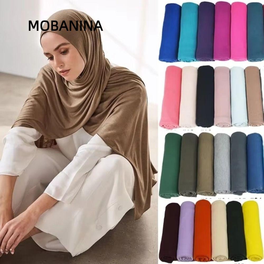 Khăn Hijab MOBANINA, Dài 170x60cm Đồng Bằng Hijab, Thời Trang Mềm Modal Cotton Jersey Hijab Nữ