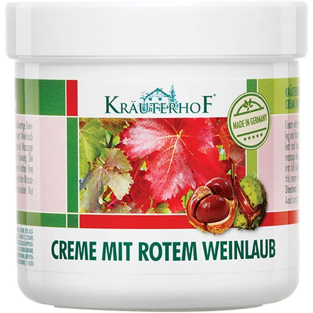 Krauterhof Horse Chestnut & Red Vine Cream cho Giãn tĩnh mạch, Đau chân - 250ml, Mọi loại da GYLI