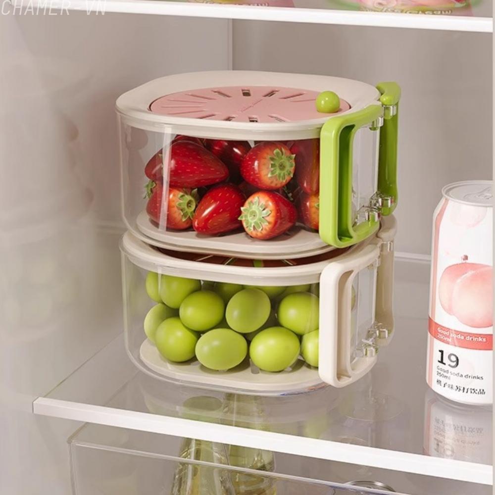 【CHAMER】Fridge Organizer Adjustable Vent Lid Stackable Design Moisture Control【HomeLiving】