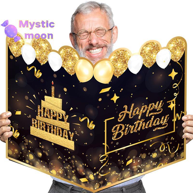 [Mystic] New Happy Birthday Gold Giant Birthday Guestbook Messagememorative Card [Mới]