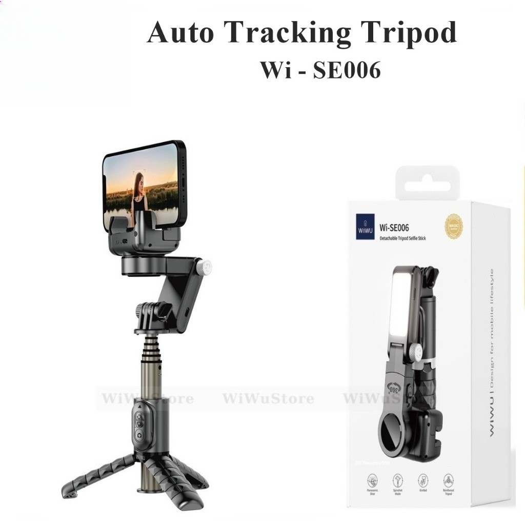 Gậy Selfie WIWU WI-SE006 Auto Tracking Tripod - Gậy Tự Sướng Chống Rung 3 Chân, Xoay 360, Điều Khiển