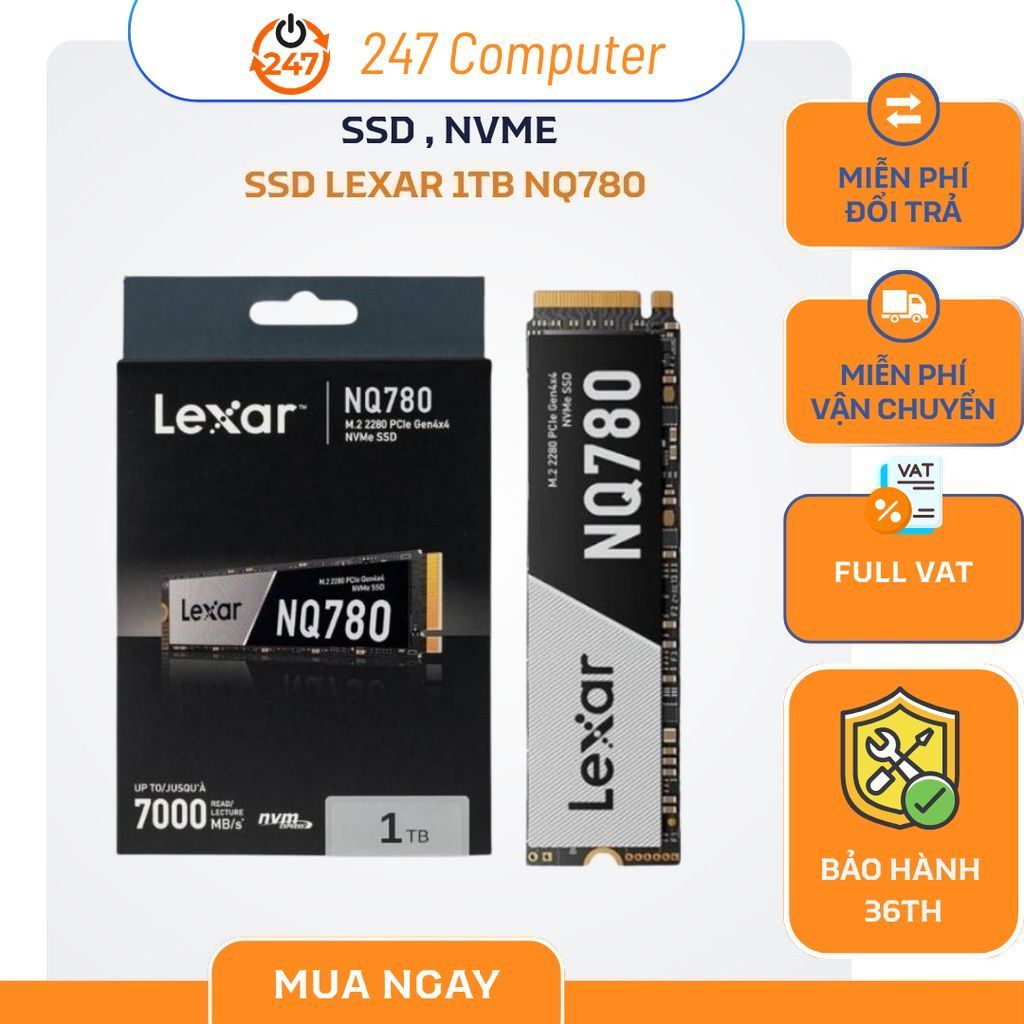 Ổ cứng SSD NVME 1TB Lexar NQ780 M.2 PCIe Gen4 x4 up to 6500MB/s read, 2500MB/s write - BH 60 tháng