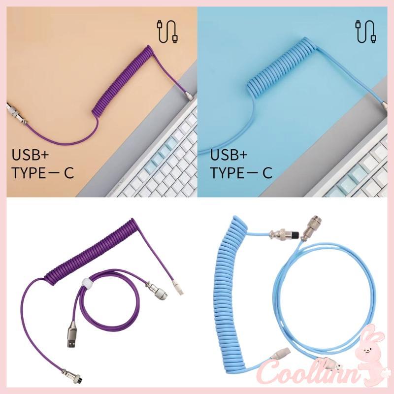 COO Kim Loại Aviators Kết Nối Cuộn Dây USB Loại C Cho Bàn Phím Cơ Aviators Kết Nối Xoắn Ốc Paracord