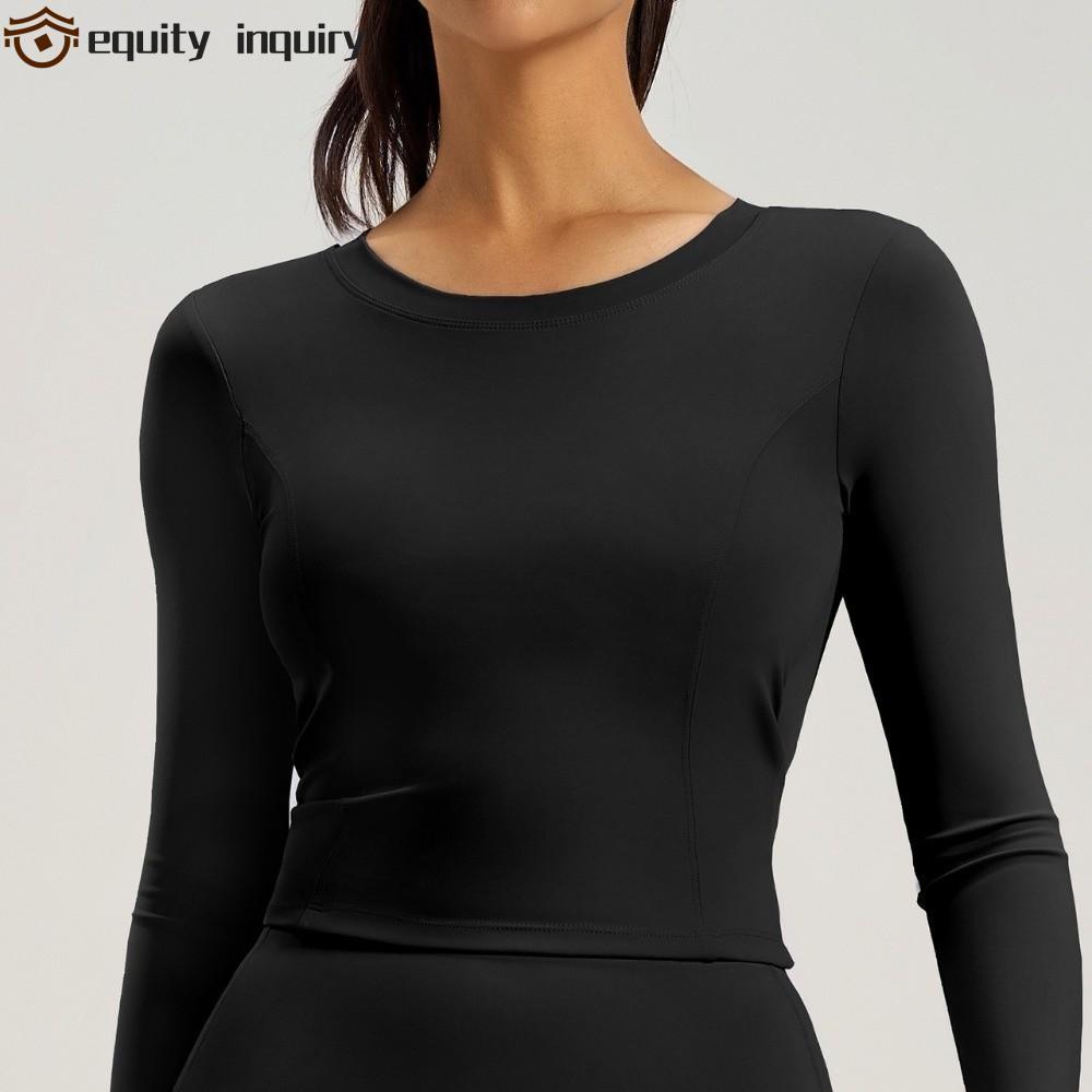 equity inquiry EQUITY INQUIRY Fitness Yoga Top, Quần áo thể thao dây rút lưng xù co giãn, giản dị có