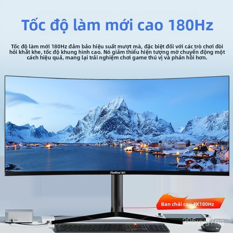 Màn hình cong FEELFINE 34 inch 4K 180Hz thiết kế thương mại văn phòng đồ họa chuyên dụng mới giao nh