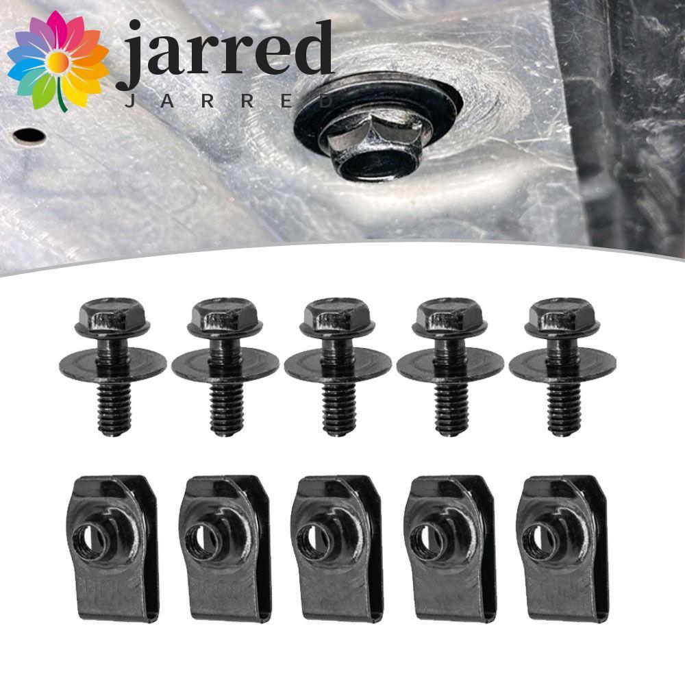 JARRED 5 / 10 Bu lông thân xe, Kẹp đai ốc chữ U ô tô M6 6MM, Tấm cố định vít Splash Shield Guard U-c