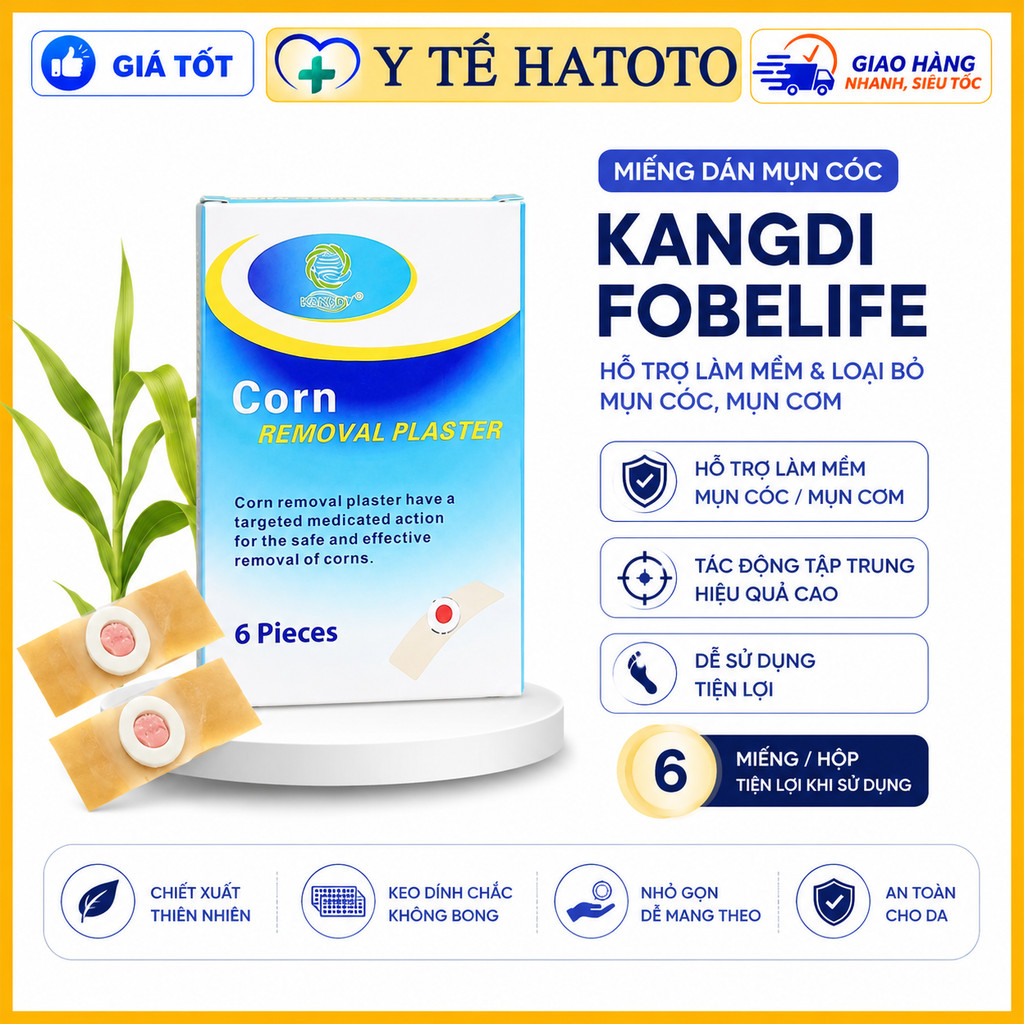 Miếng dán mụn cóc Kangdi Fobelife (HỘP 6 miếng) Y TẾ HATOTO