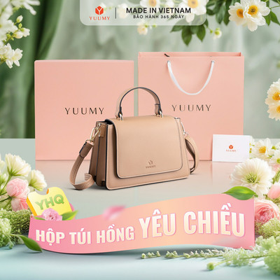 Bộ hộp quà YUUMY (Túi đeo chéo nữ YUUMY YN128 + Hộp quà YHQ2 + Túi giấy YTG2 + Túi rút BVR3838 + Thiệp cảm ơn YBT1)