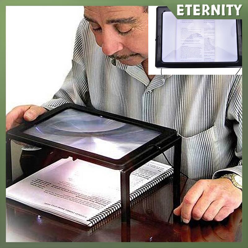ETERNITY Large A4 Page Hands Free 3x Kính lúp có đèn LED đọc sách,