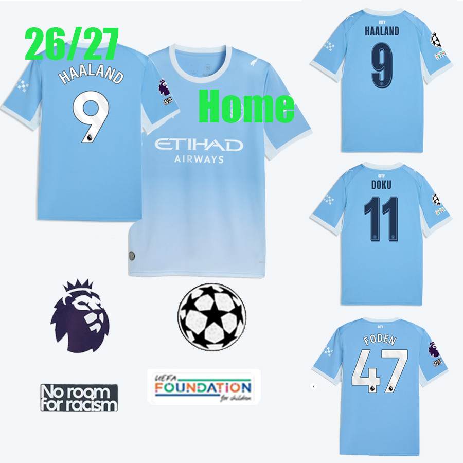 26 / 27 HAALAND áo bóng đá man-city-Home jersey RODRIGO FODEN DUKU BERNARDO SEMENYO CHERKI ANDERSON 