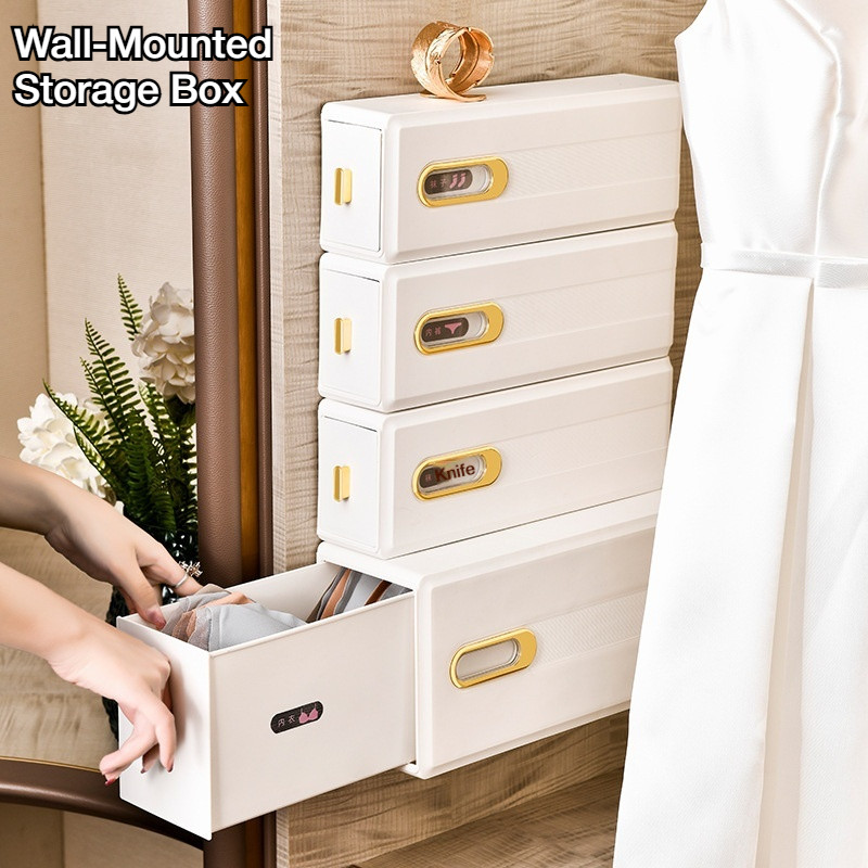 Wall Mounted Underwear Storage Box Drawer Organizer Space Saving Multi Compartment Dustproof Bra Soc