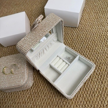 New Christmas gold-threaded square makeup bag, large jewelry box, small jewelry box