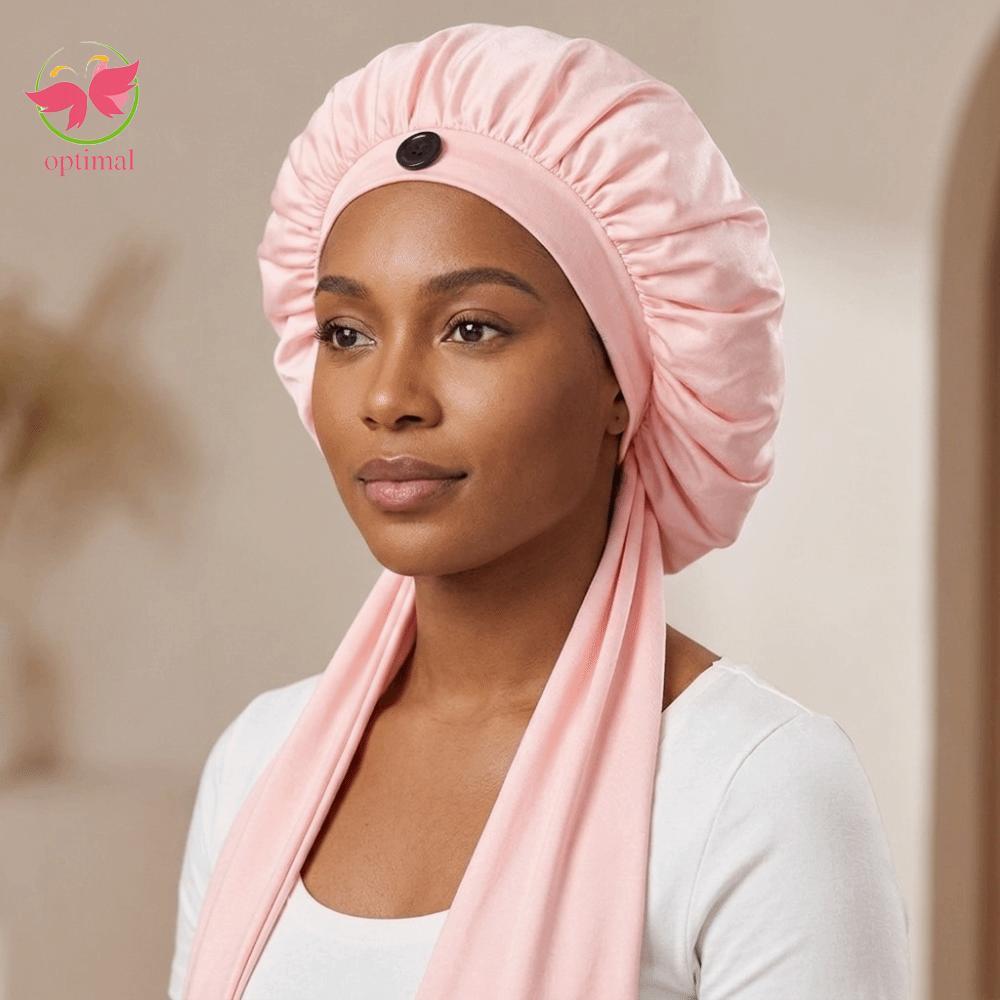 OPTIMAL LIMIT Satin Long Dreadlock Sleep Bonnet, Mũ tóc ngủ dây rút bằng vải satin mềm mại, Mũ tắm m