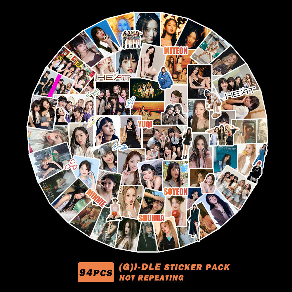 G-IDLE HEAT Album 94 miếng dán Hàn Quốc đầu to, sticker trang trí sổ tay, nhãn dán không thấm nước