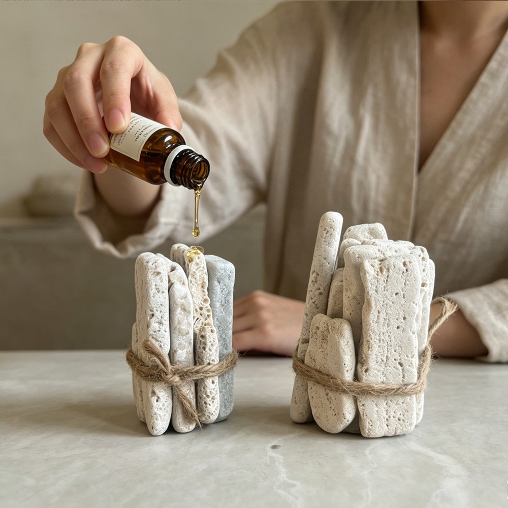 Set Đá Tản Hương Đá Vôi Tự Nhiên Bó Dây Đay Vintage | KCRAFT - World of scents