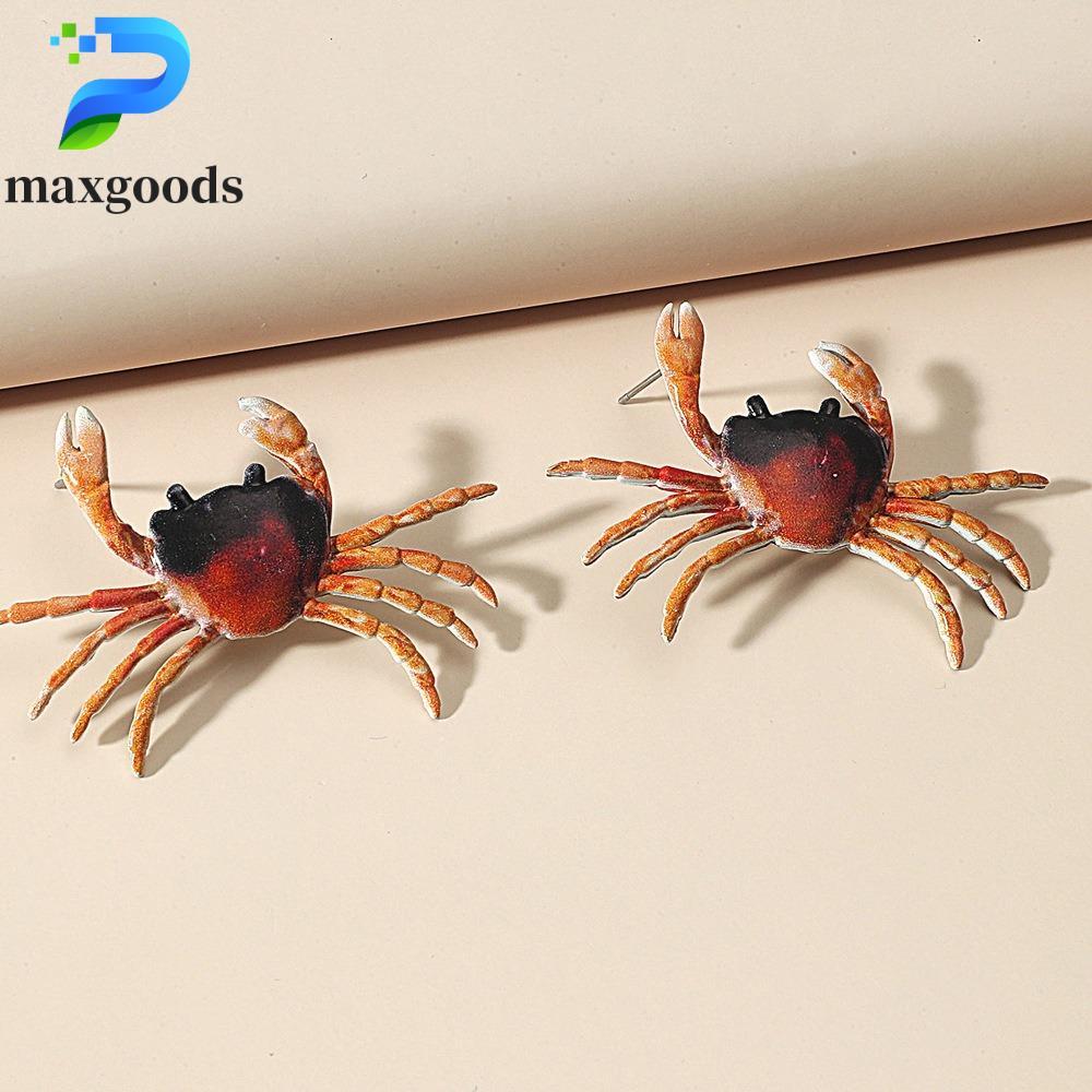maxgoods MAXGOODS Bông Tai Cua Hồng, Trang Sức Bông Tai Cua Cổ Điển, Cá Tính Độc Đáo Sáng Tạo Cua Đỏ