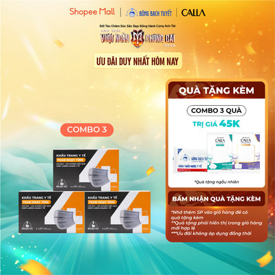 Combo 3 Hộp Khẩu trang Bông Bạch Tuyết 4 lớp than hoạt tính (50 cái/hộp)
