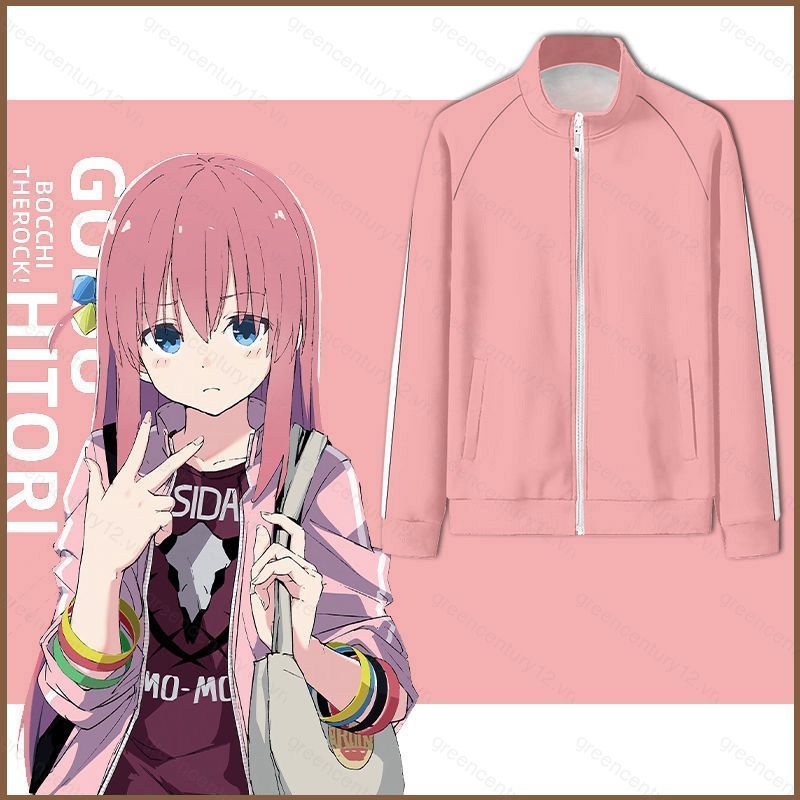 GC12 Bocchi The Rock Gotoh Hitori đứng lên cổ dây kéo áo khoác áo khoác quần mồ hôi GC12