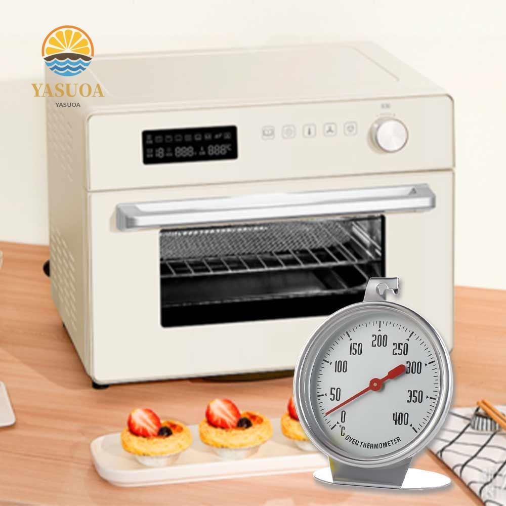 Đồng hồ đo nhiệt độ LARGLO, với nhiệt kế lò nướng kiểu con trỏ móc, đo nhiệt độ không cần pin 0-400 