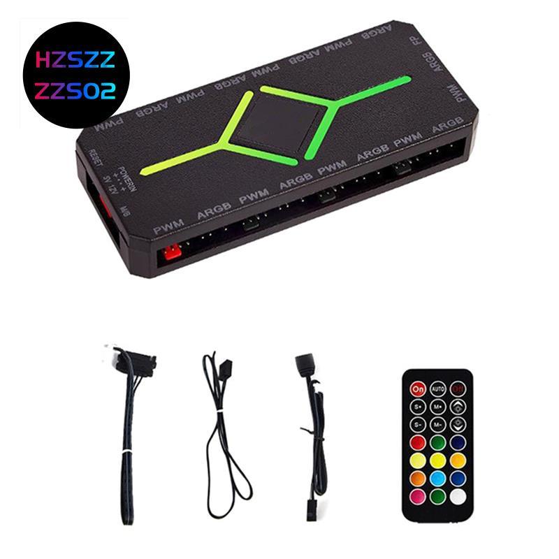 5V 3 Pin ARGB Bộ Điều Khiển Quạt Làm Mát Hub Quạt PWM Hub Hub ARGB Cho Máy Tính ARGB Vỏ Quạt