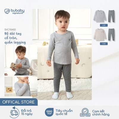 Bộ quần áo dài tay quần legging BU Baby, bộ mặc nhà, bộ giữ nhiệt trẻ em, bộ bé trai gái | SVC110402