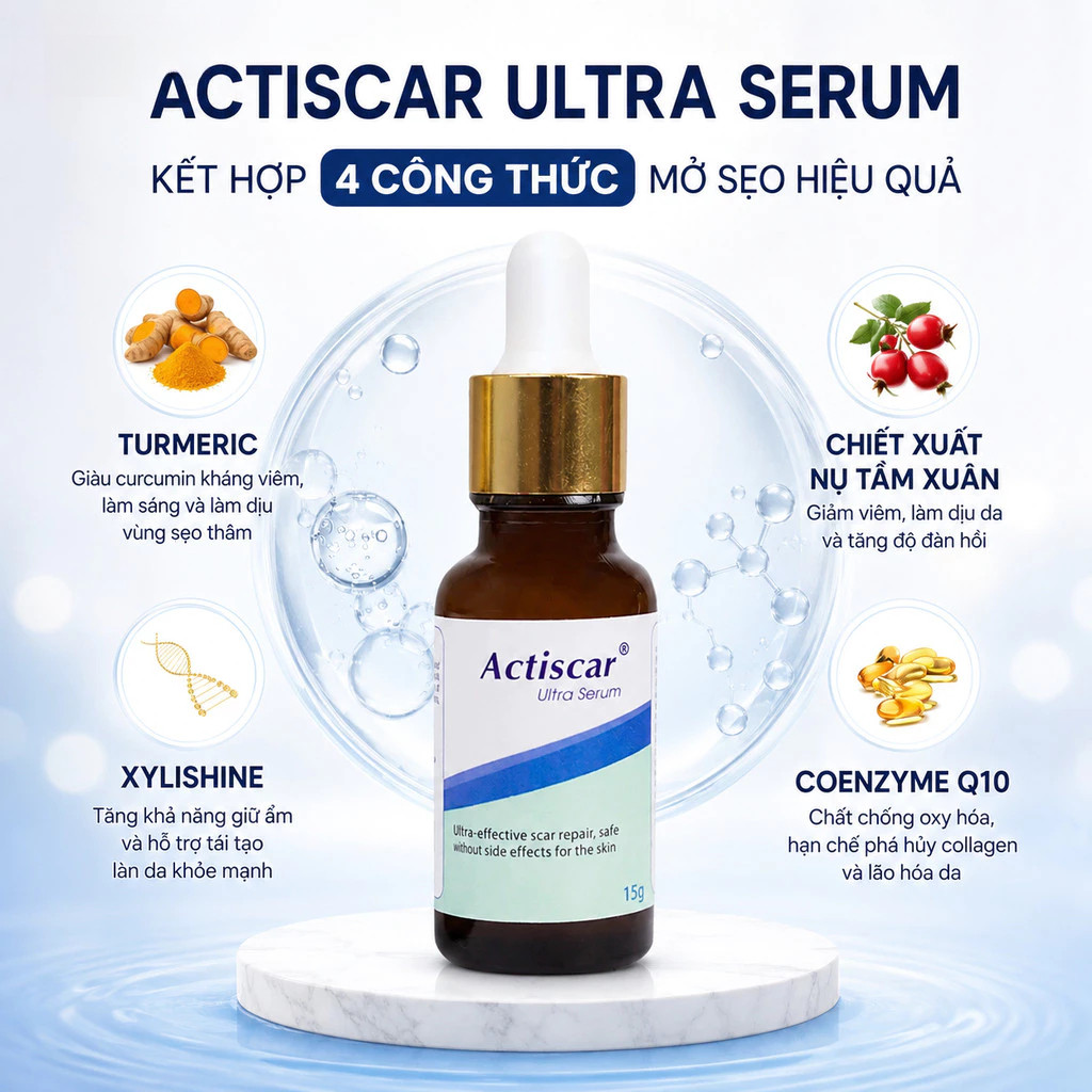 Serum Sẹo Actiscar 15ml Hỗ Trợ Mờ Sẹo Lồi, Sẹo Lõm, Sẹo Rỗ, Sẹo Thâm COD