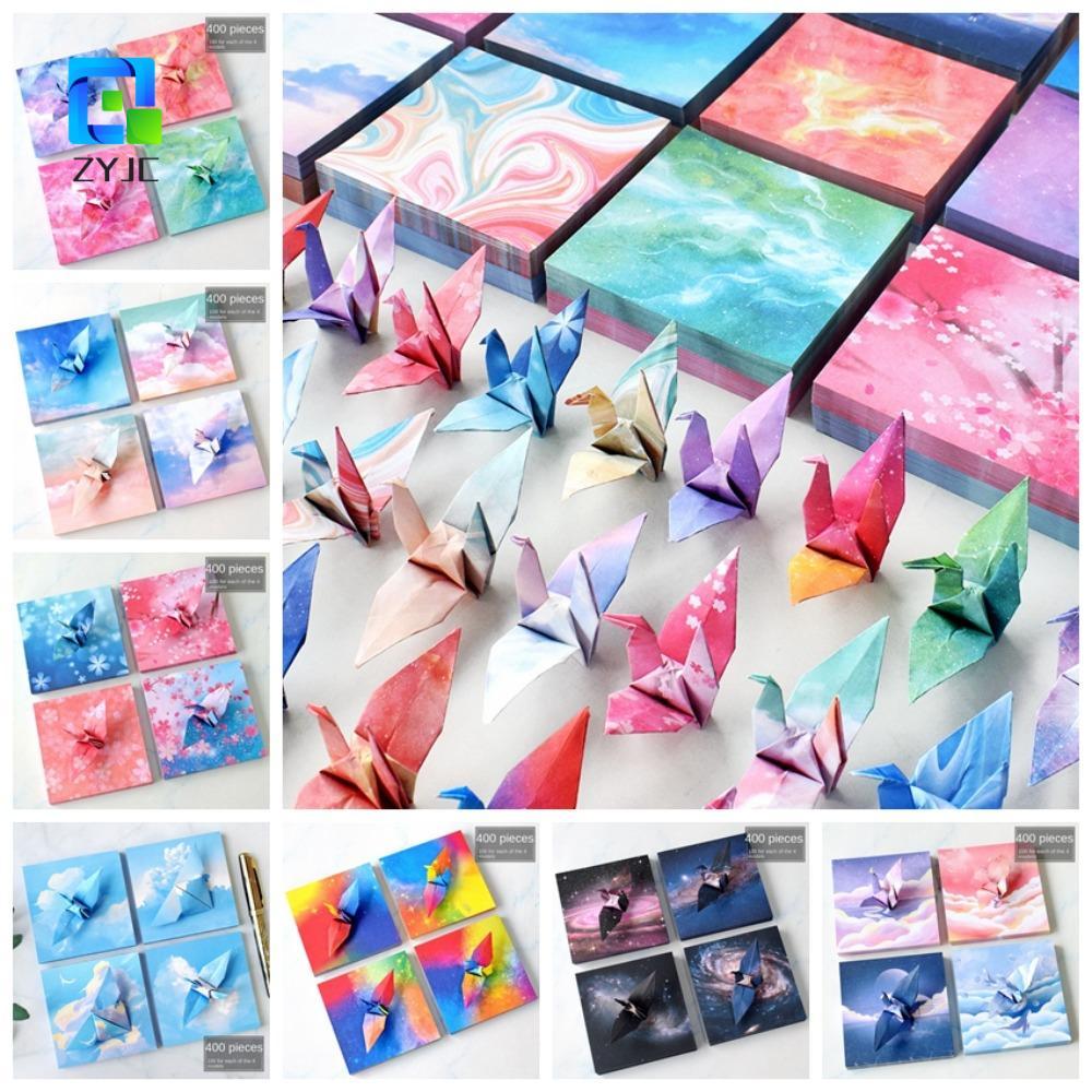 ZYJC 400 Chiếc Giấy Gấp Nhiều Màu Sắc, Chất Liệu Nghệ Thuật Handmade Bầu Trời Đầy Sao Giấy Origami, 