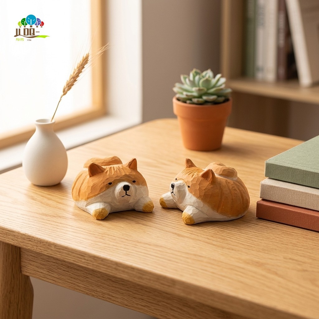 Tay Khắc Chó Corgi Điêu Khắc Bằng Gỗ Tượng Để Bàn Trang Trí Nhà