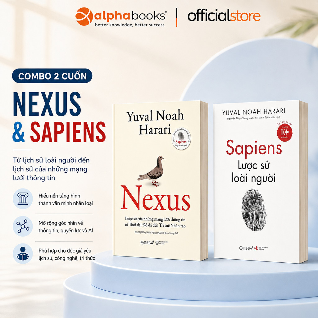 Sách - Lẻ/Combo: Nexus (BM) + Sapiens Lược Sử Loài Người (Bản Bỏ Túi) (Omega Plus)