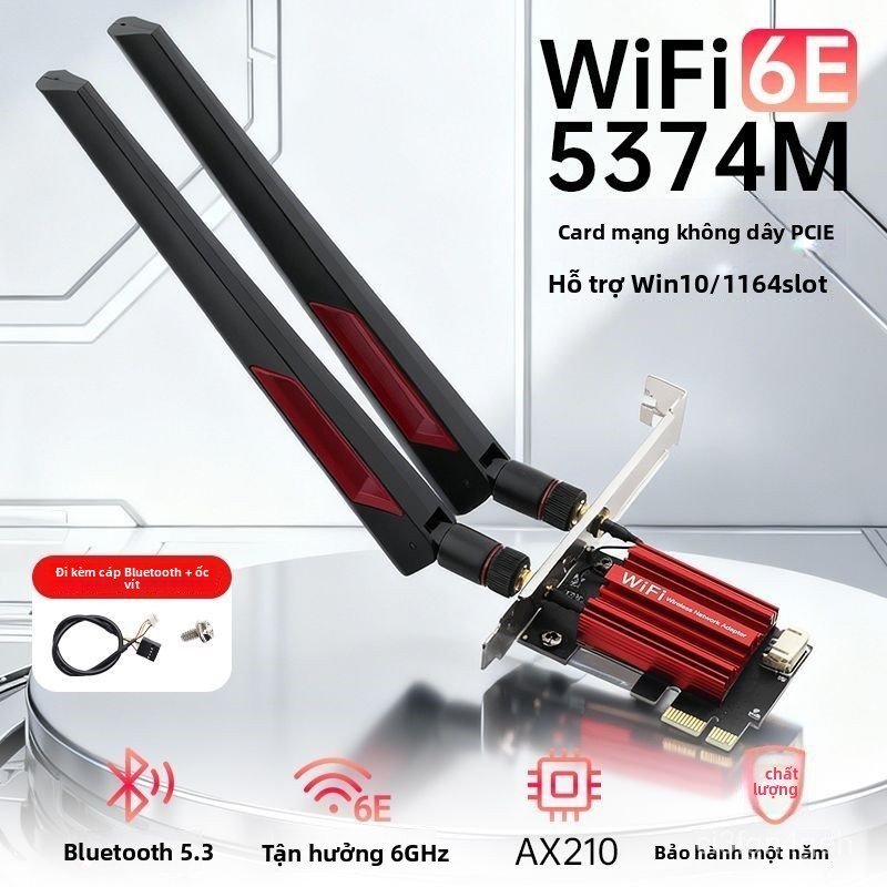 Card mạng WiFi 6 Intel AX210 băng tần kép Bluetooth 5.3 cho máy tính bàn laptop