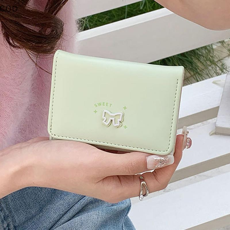 COD thời trang và giản dị Hàn Quốc Bow Wallet Ngắn phụ nữ S Wallet Change Card Bag VN