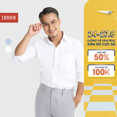 Áo sơ mi nam dáng ôm CANIFA dáng slimfit nano thấm hút tốt 8TH25W004