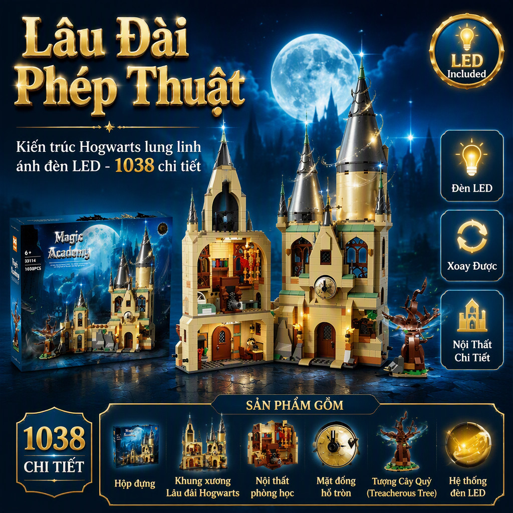Đồ Chơi Lắp Ráp compatible Lepin Harry Potter Hogwarts Castle 33114 Bộ 1038 Mảnh ABS Xây Dựng Mô Hìn
