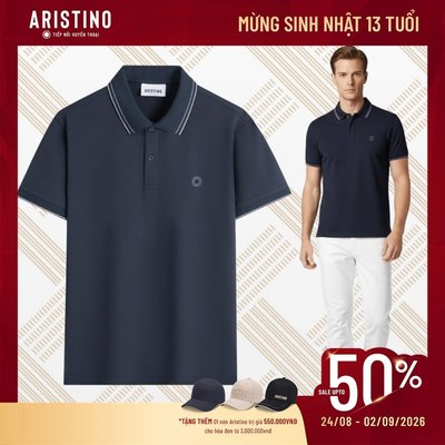 Áo Polo Tay Ngắn Aristino Cao Cấp Màu Xanh Tím Than Slim Fit Phong Cách Thanh Lịch APS072S3EC