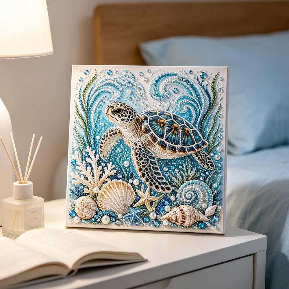 Ornate Ocean Turtle DIY Pearl Diamond Art 21*21 Handmade Picture For Wall Decor And Art‑Style Home S