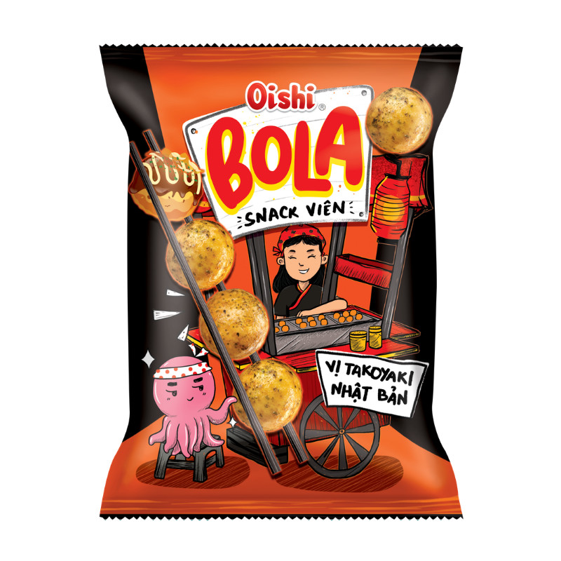 Snack viên Oishi Bola vị Takoyaki Nhật Bản 68g - 70071
