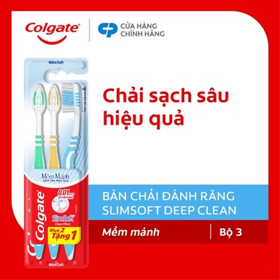 Bộ 3 bàn chải Colgate SlimSoft Deep Clean sạch sâu hiệu quả